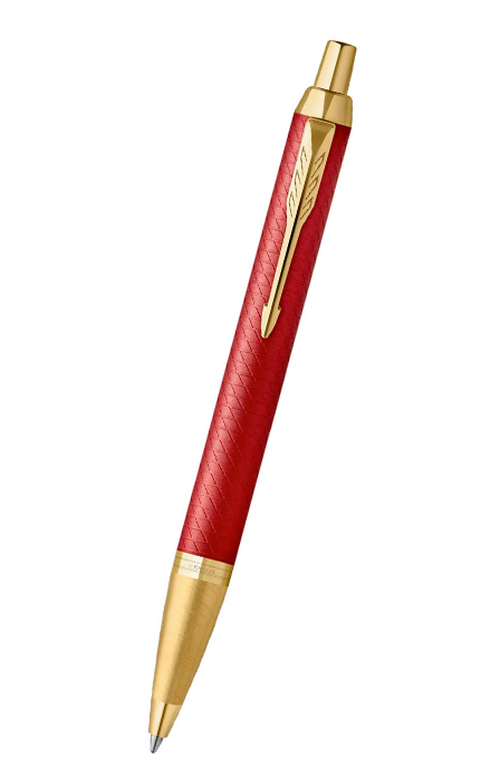 Parker IM 系列 - 新版 磨砂紅三角紋金夾原子筆 (2143644)