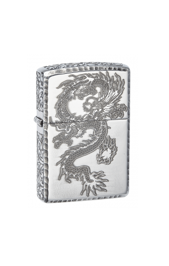 zippo lighter five sided carved dragon 1