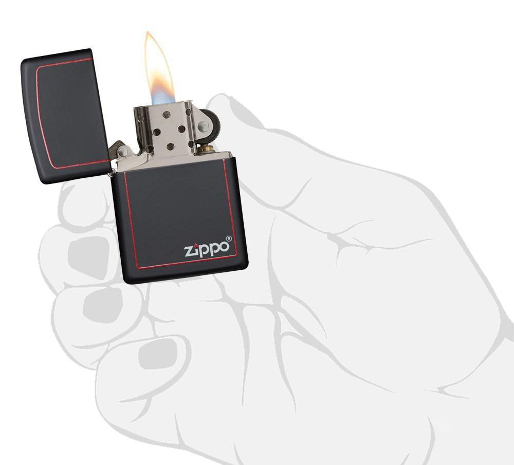 zippo lighter frosted black and red frame 8