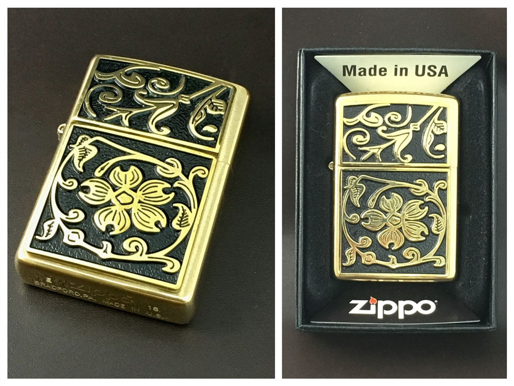 zippo lighter gold flora flourish 5