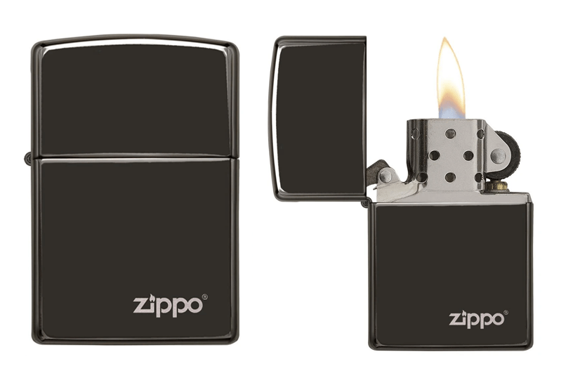 zippo lighter high polish black zippo logo 2