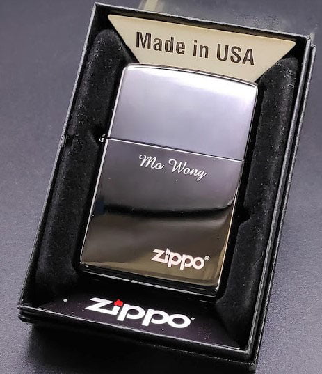 zippo lighter high polish black zippo logo engraving 1