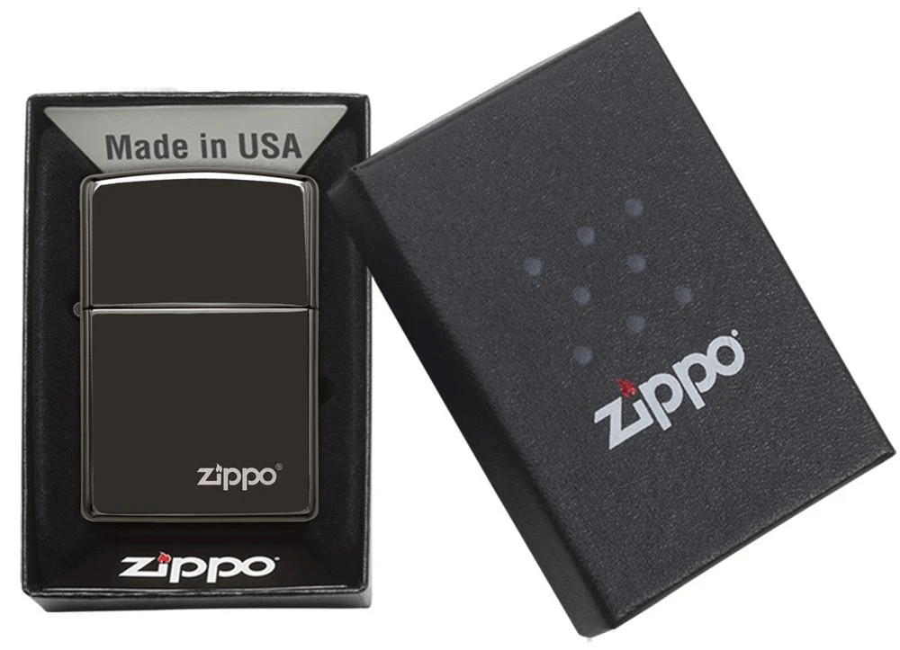 zippo lighter high polish black zippo logo gift