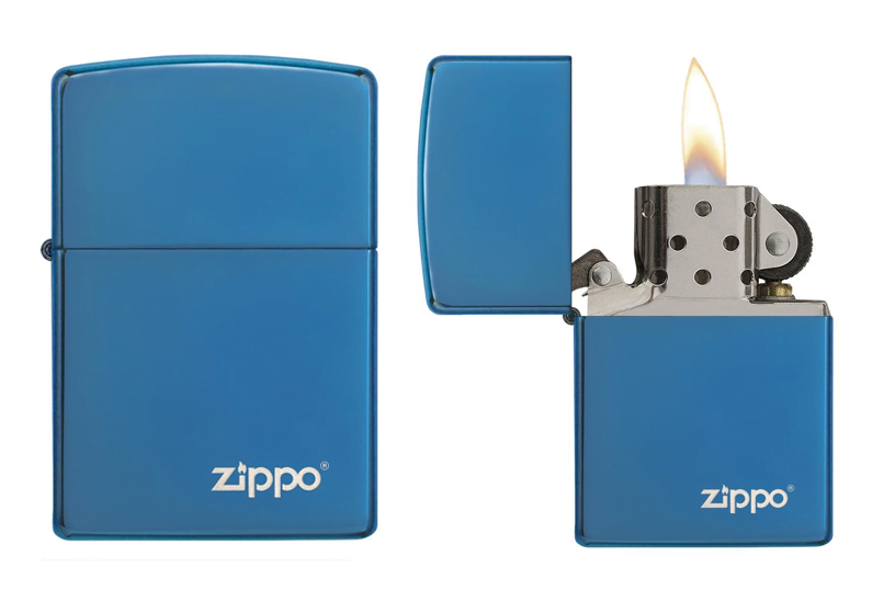 zippo lighter high polish blue zippo logo 2