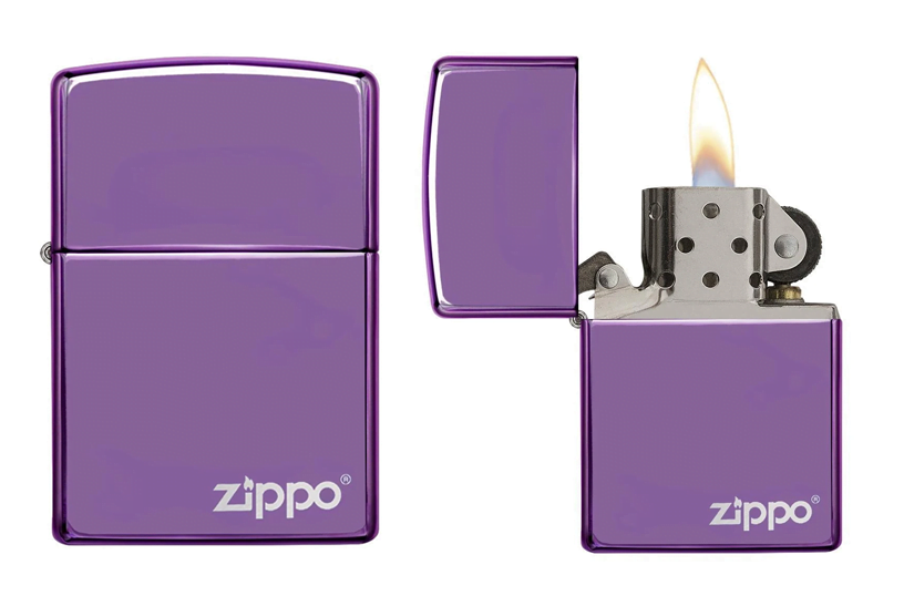 zippo lighter high polish purple zippo logo 2