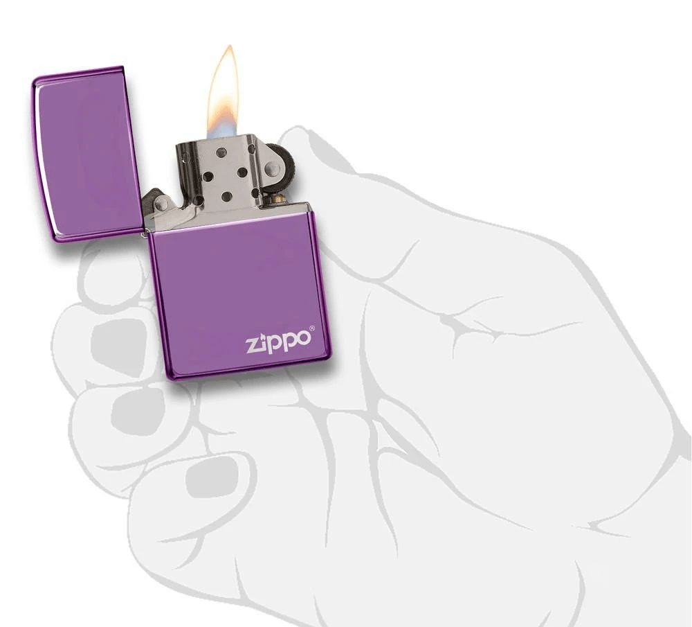 zippo lighter high polish purple zippo logo 8