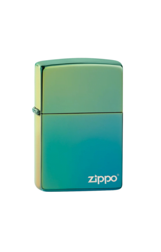 zippo lighter high polish teal zippo logo 1