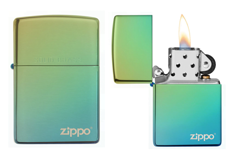 zippo lighter high polish teal zippo logo 2