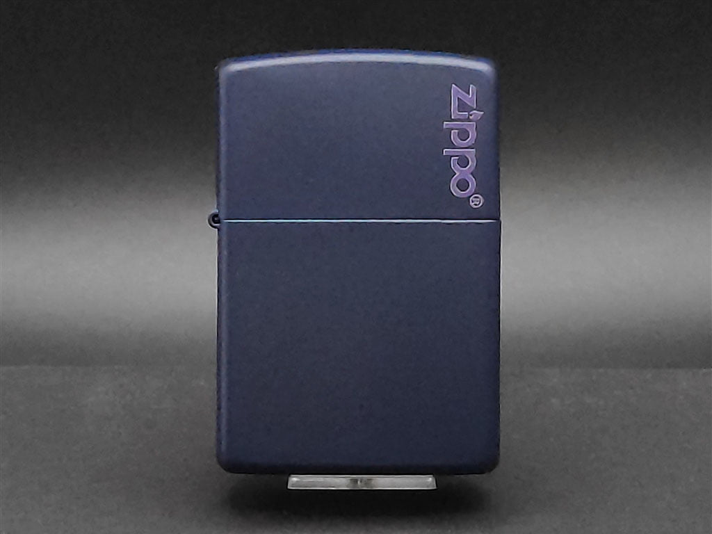 zippo lighter matt navy blue logo 5