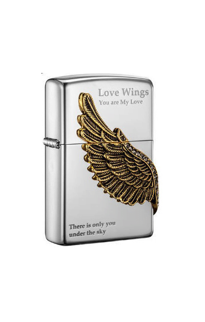 zippo lighter sliver gold wing of love 1