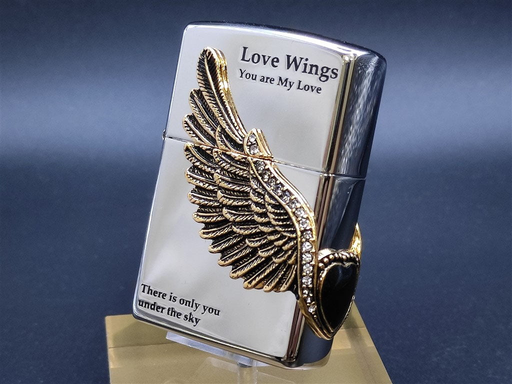 zippo lighter sliver gold wing of love 8