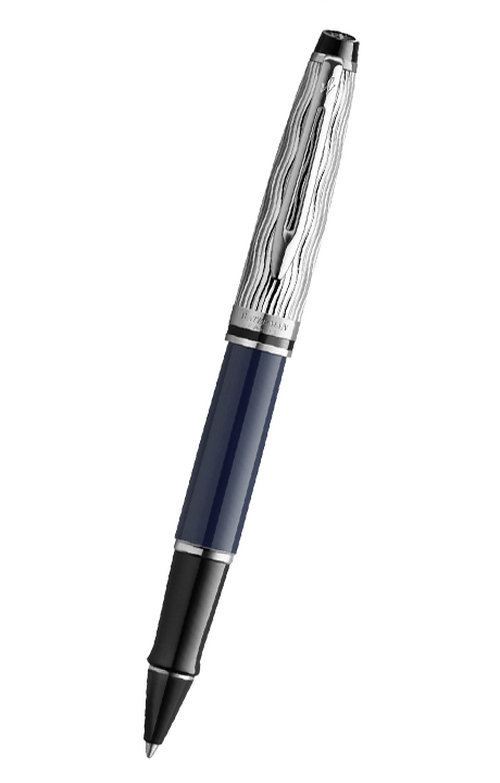 Waterman Expert 系列 - Deluxe Blue 深藍桿波浪紋銀夾 走珠筆 (2166429)
