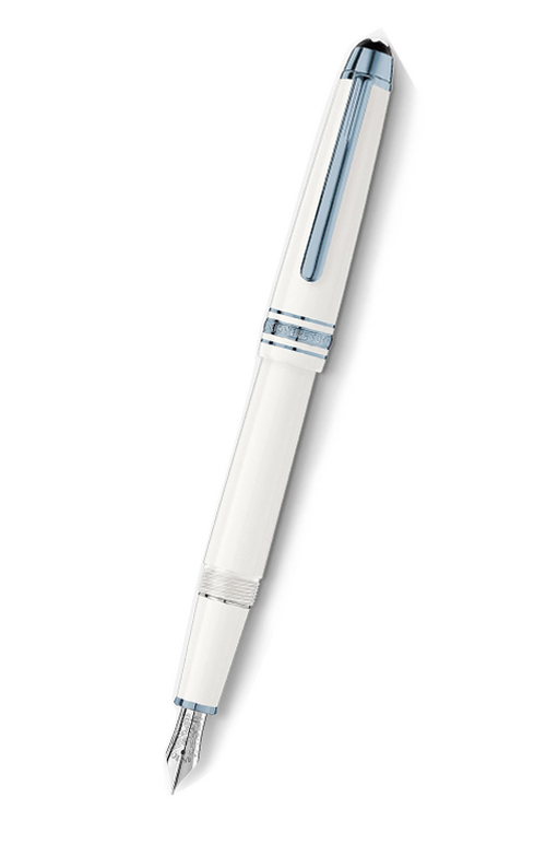 Mont Blanc 萬寶龍 Meisterstück 系列 - Glacier 白色冰藍夾 14K 金筆咀墨水筆 (129399)