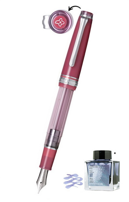 日本 Sailor 寫樂 Pro Gear Slim 系列 - 葛花與紫藤(紫)萬葉特別版 14K 黃金筆咀墨水筆組合