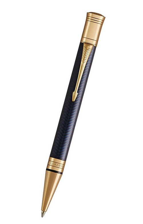 Parker Duofold 系列 – Prestige Blue Chevon 23K 黃金夾 原子筆 (1931373)