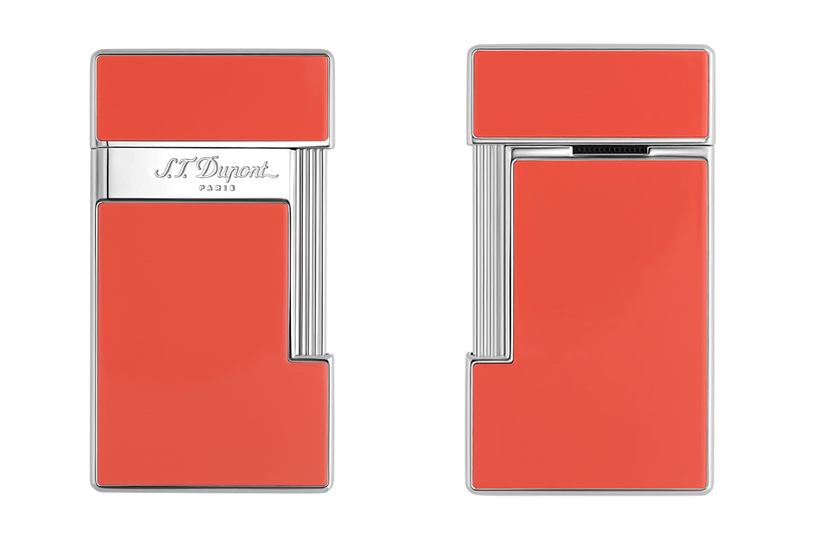 st dupont lighter slimmy coral red silver 2