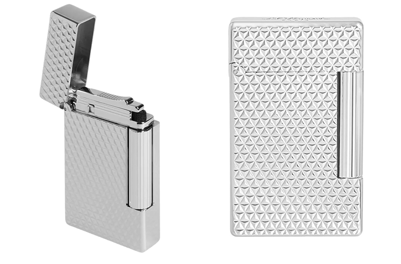 st dupont lighter triangle pattern silver 2