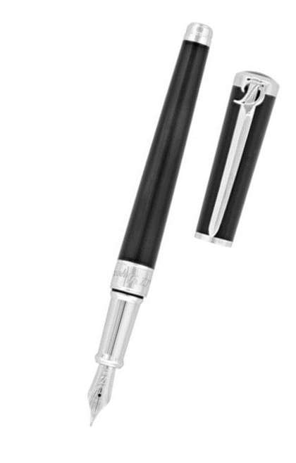 法國 S.T. Dupont Sword 系列 – 天然黑漆銀色劍型筆夾 14K 金筆咀墨水筆 (290102)