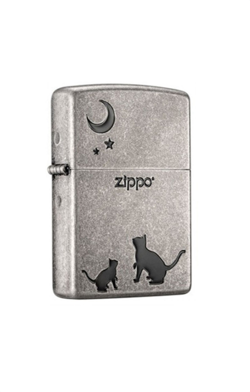 Zippo 日版火機 – 仿古銀色喵望星空(ZPO-ZBT-3-148B)