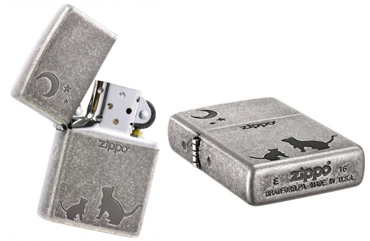 zippo lighter sliver meow stars 2