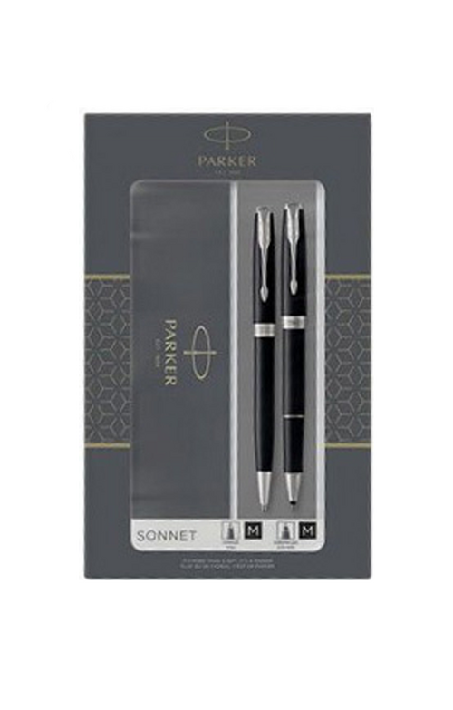 Parker Sonnet 系列 – 新版亮黑銀夾原子筆及走珠筆套庄 (2093259)