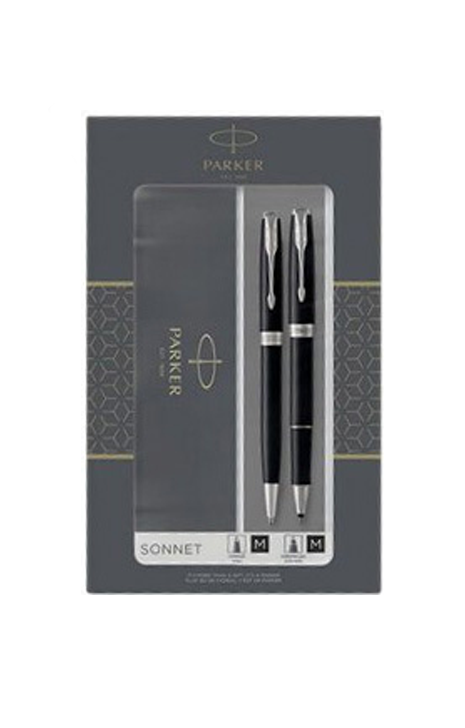 Parker Sonnet 系列 – 新版亮黑銀夾原子筆及走珠筆套庄 (2093259)