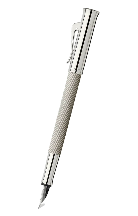 德國 Graf Von Faber Castell Guilloche 系列 – 淺灰扭索紋筆杆18K黃金咀墨水筆 (146780)