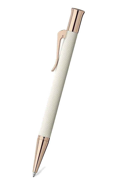 德國 Graf Von Faber Castell Guilloche 系列 – 珍珠白配香檳金扭索紋原子筆 (145347)