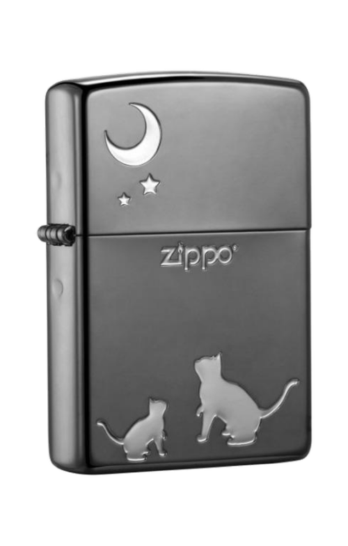 Zippo 日版火機 – 亮黑銀色喵望星空 (ZPO-ZBT-3-148A)