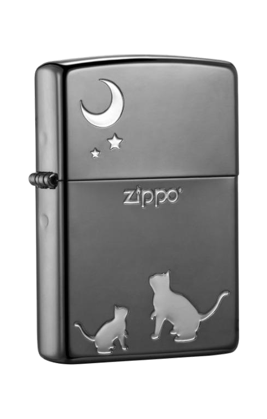 Zippo 日版火機 – 亮黑銀色喵望星空 (ZPO-ZBT-3-148A)
