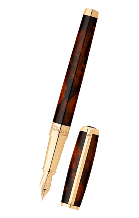 S.T. Dupont Line D 系列 – 天然漆Atelier Brown琥珀紋14K金筆咀墨水筆 (410699)