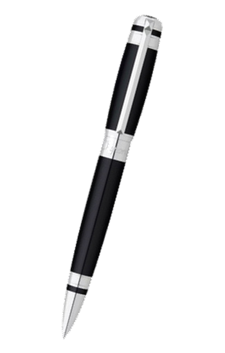 S.T. Dupont Line D 系列 – 手工天然漆黑色銀環紋原子筆 (415606)