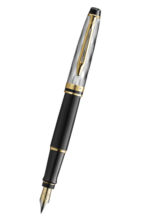 Waterman Expert 系列 - Deluxe Reflection of Paris 波浪紋黑杆金夾墨水筆 (2200866)