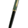 Pelikan Souverän 系列 – 600型珍貴賽璐珞綠色條紋配黑杆鍍24K黃金夾原子筆 (PLK-SUV600-GRN-GT-BP)