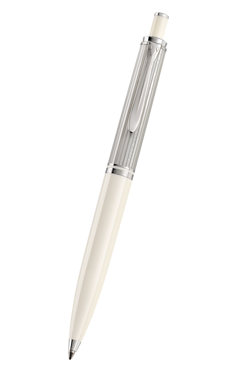 Pelikan Souverän 系列 – 405型珍貴賽璐珞灰色條紋鍍鈀銀夾原子筆 (PLK-SUV405-WHT-CT-BP)