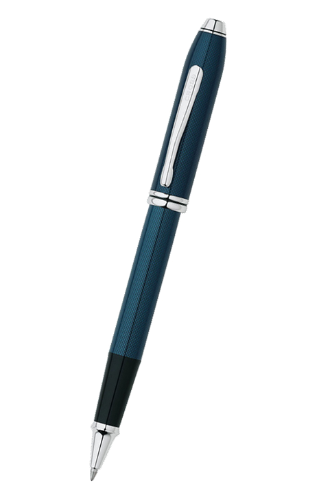 Cross Townsend 系列 - Quartz Blue 石英藍暗紋銀夾走珠筆 (AT695-1)